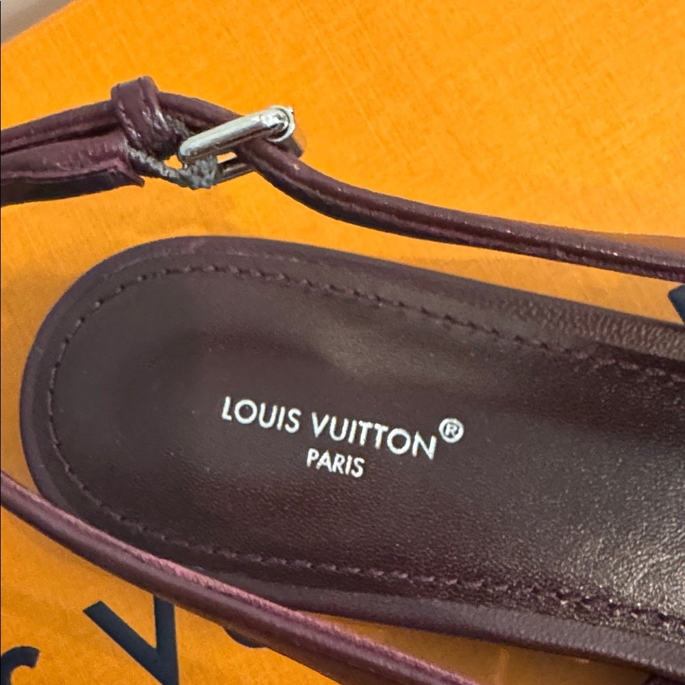 Louis Vuitton Dark Red Chain Slingback Flats - Picture 3 of 10